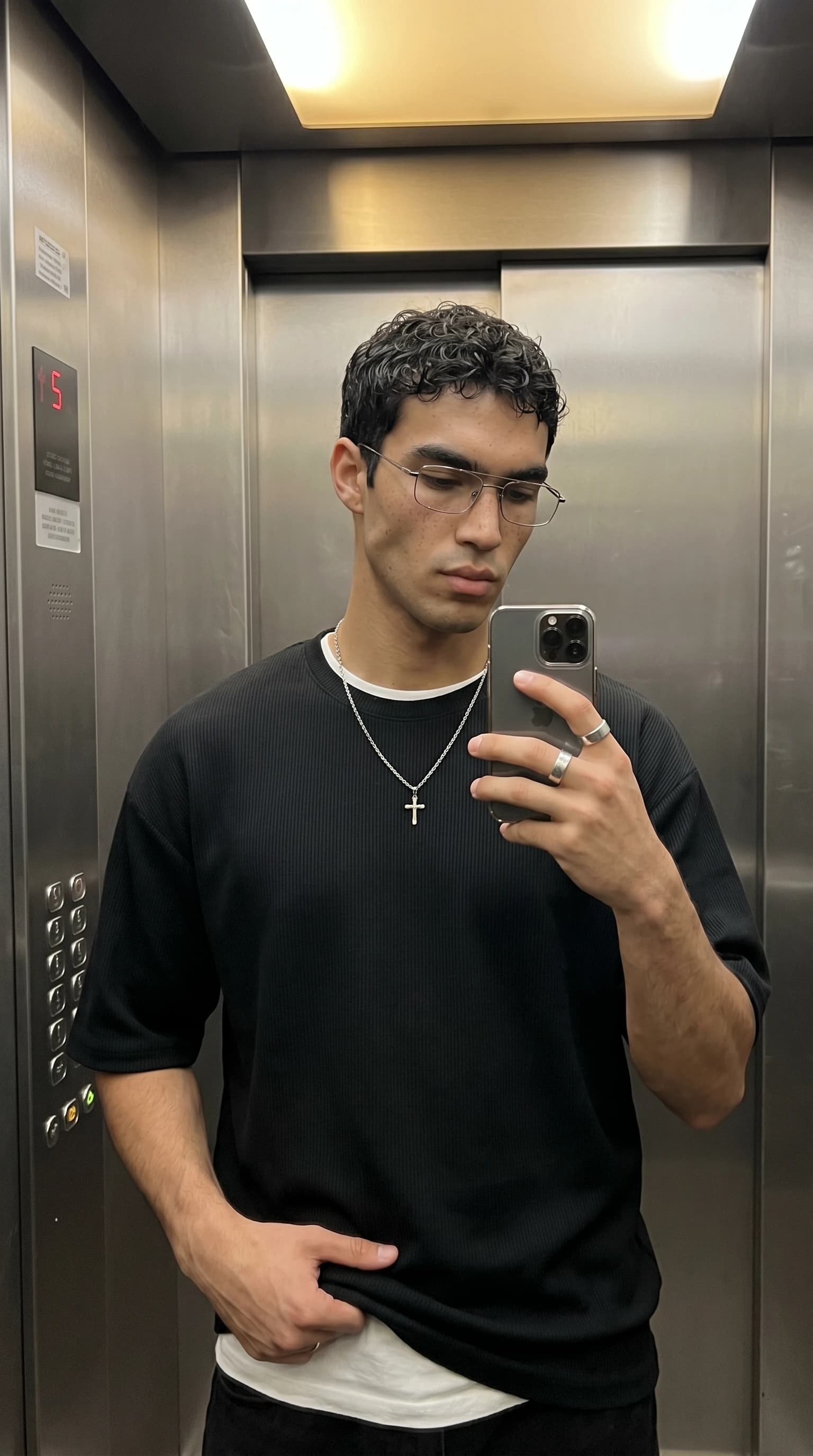 Elevator mirror selfie