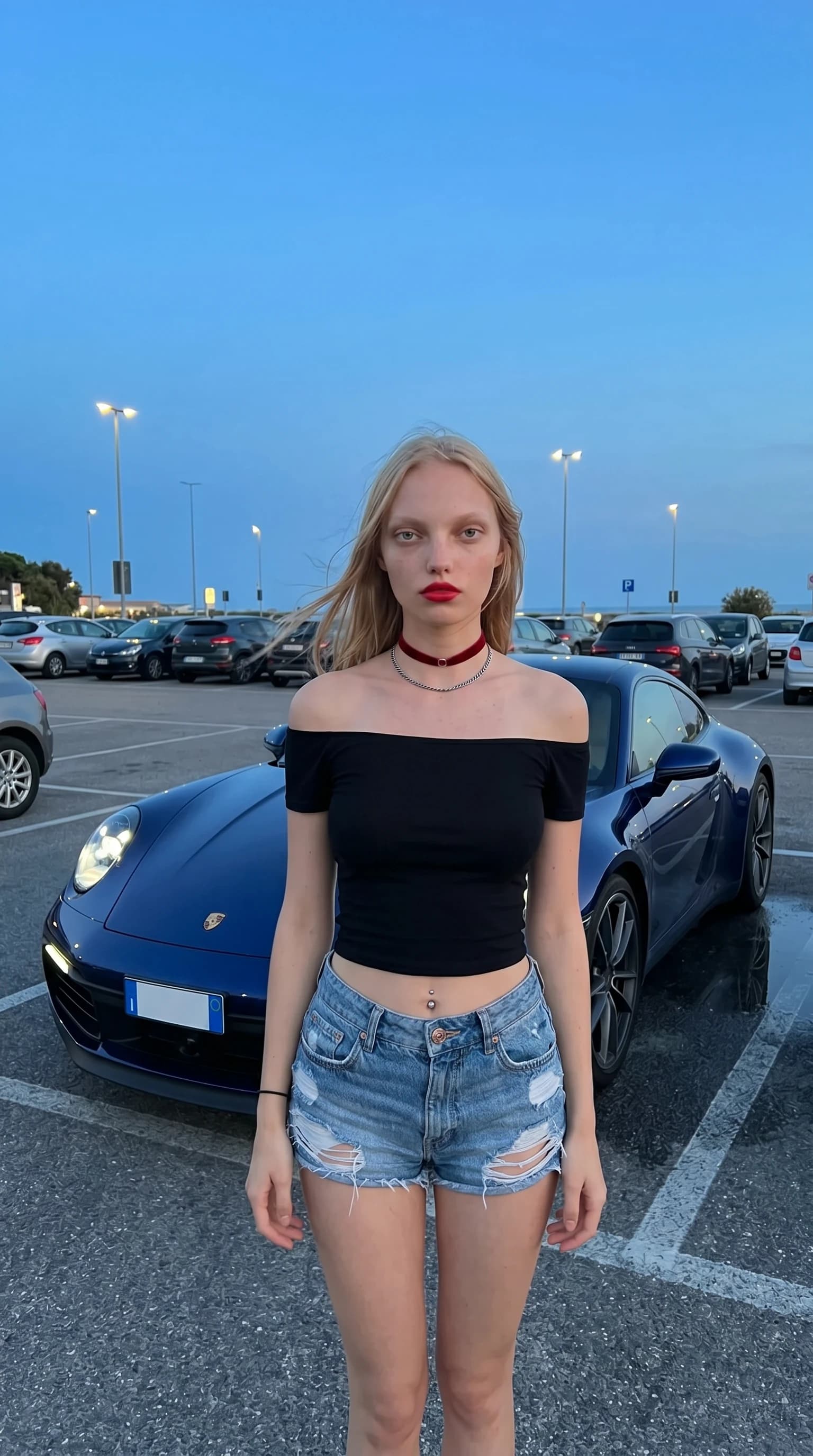 Porsche at blue hour